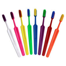 Compact Adult Toothbrush with Colorful Bristles