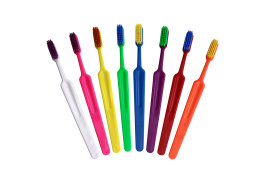 Compact Adult Toothbrush with Colorful Bristles